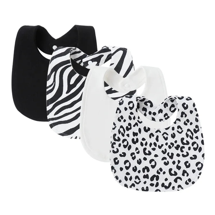 Set 4 bavoirs coton cartoon – serviettes salive bébé