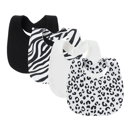 Set 4 bavoirs coton cartoon – serviettes salive bébé