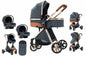 Poussette 3-en-1 haute vue pliable avec moustiquaire