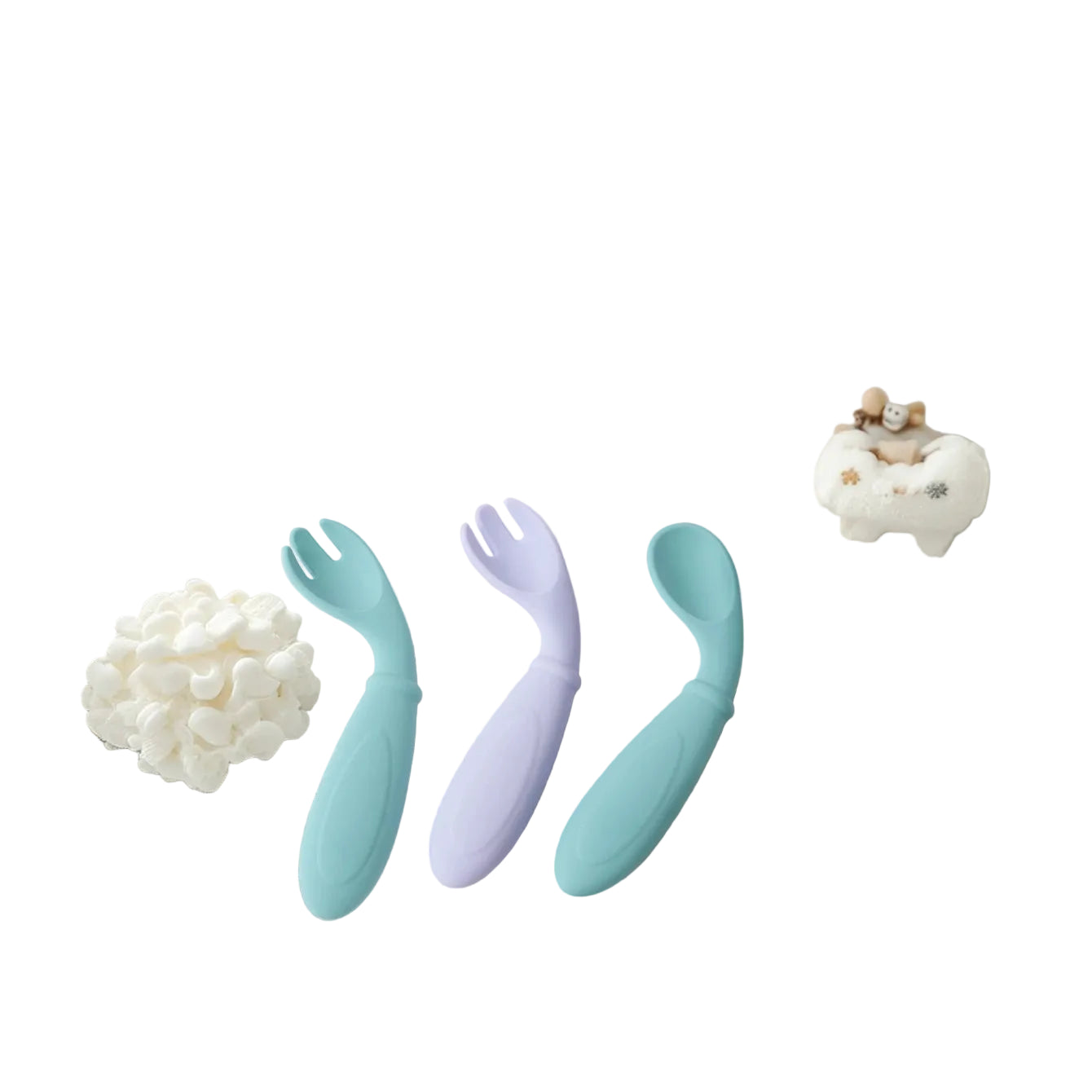 Set cuillère fourchette silicone BPA-free dès 6 mois